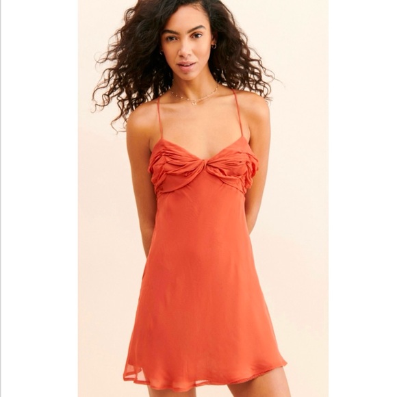 Anthropologie Red Satin Slip Mini Dress New 12 - Picture 15 of 16